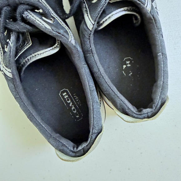 Coach VTG Barrett Black Canvas Signature Graphic Sneakers Silver Trim W 8 B - Picture 5 of 9